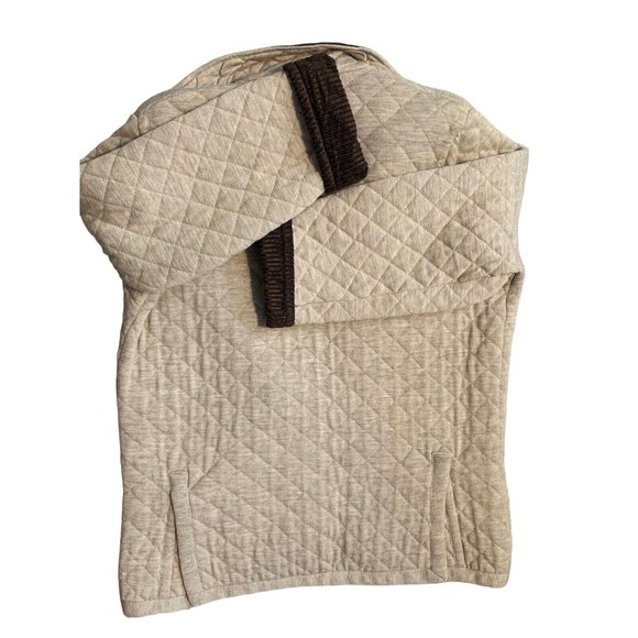 Worldly Things By Styltricot Women's Medium Tan Quilted Coat 100% Wool Italy - Picture 3 of 5